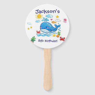Whale Theme Summer Kids Birthday Party Hand Fan