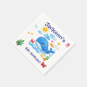 Whale Theme Summer Kids Birthday Party Napkin