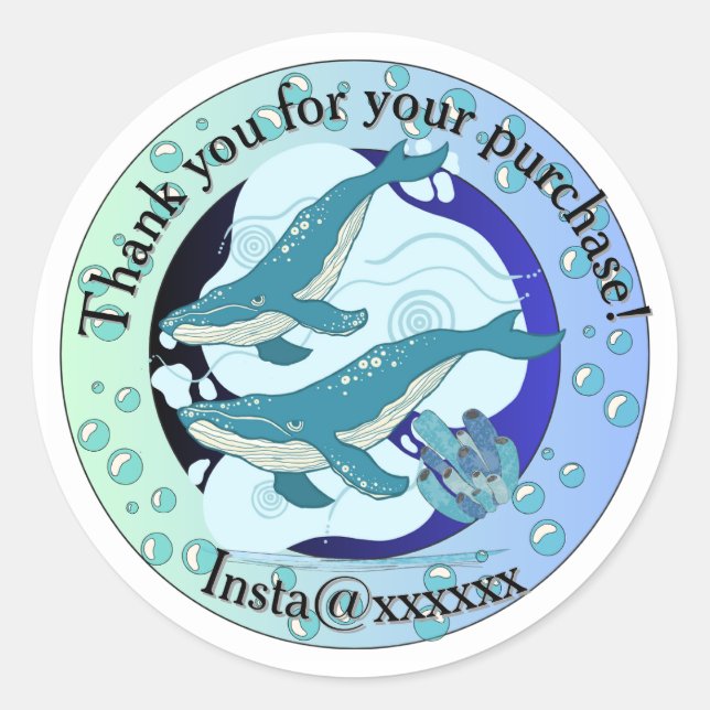 Whale themed | Thank you sticker | (Front)
