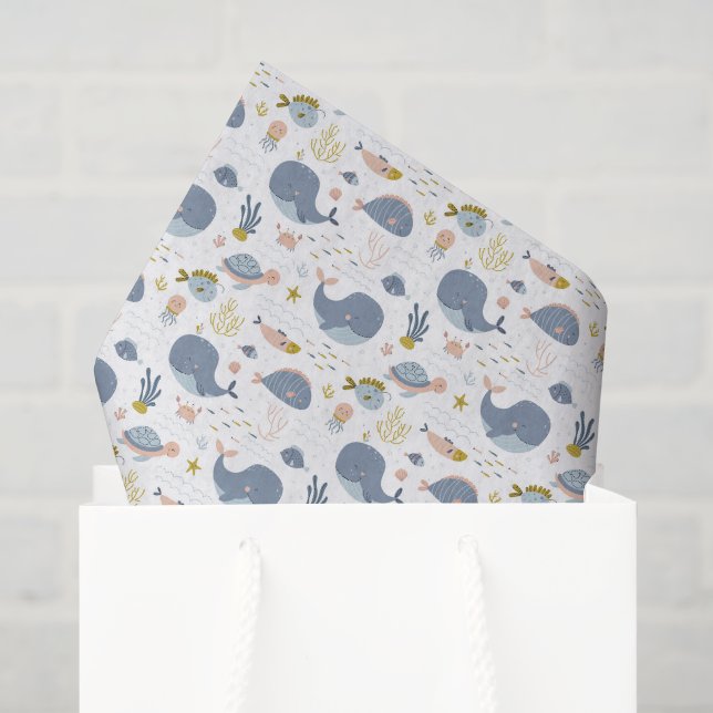 Whale Tissue Paper, Ocean Gift Paper (Gift Bag)