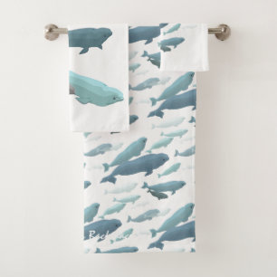 Whale Towel Sets Personalised Beluga Whale Towels