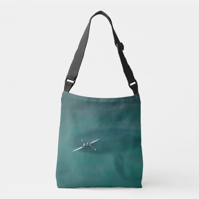 Whale Under Boat: Never Alone at Sea Crossbody Bag (Front)