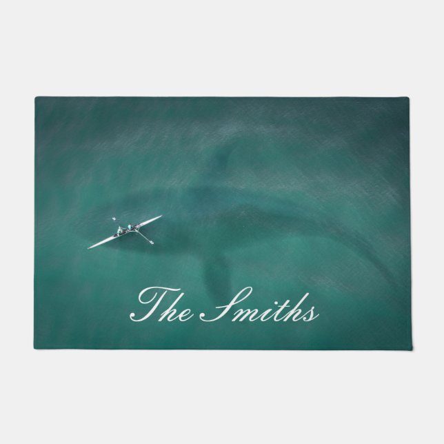 Whale Under Boat: Never Alone at Sea Doormat (Front)