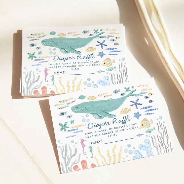 Whale Under The Sea Baby Shower Diaper  Enclosure Card (Creator Uploaded)