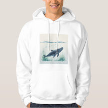 Whale Underwater White Hoodie 