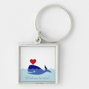 Whale Valentine's Day Keychain