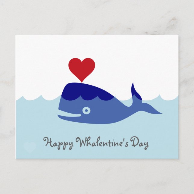 Whale Valentine's Day Postcard (Front)