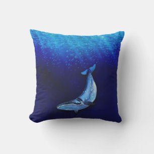 Whale Vertical Motion Scene To Down In Ocean Depth Cushion