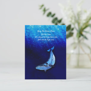 Whale Vertical Motion Scene To Down In Ocean Depth Invitation Postcard