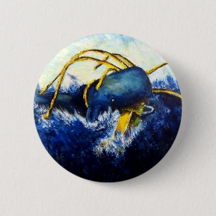 Whale vs Colossal Squid Original Fine Art Painting 6 Cm Round Badge