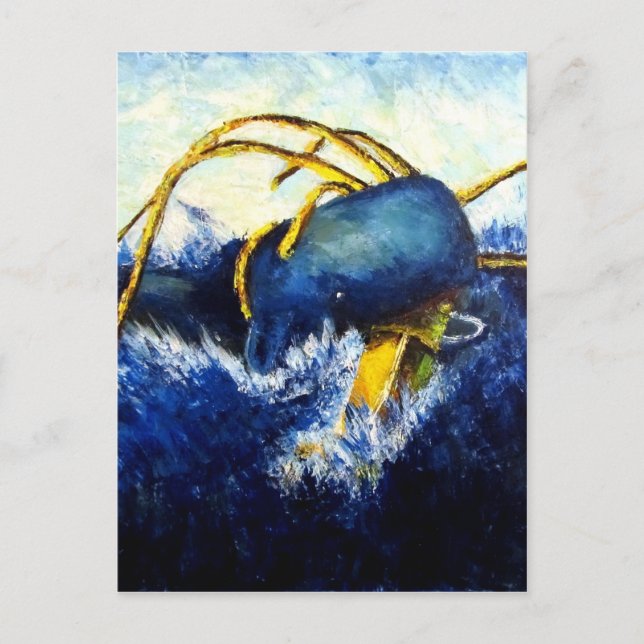 Whale vs Colossal Squid Original Fine Art Painting Postcard (Front)