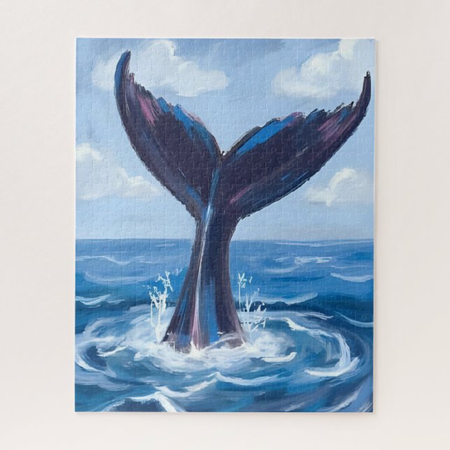 Whale Watching | Blue Ocean Watercolor Jigsaw Puzzle (Vertical)