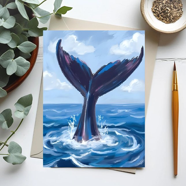 Whale Watching | Blue Ocean Watercolor Postcard (Creator Uploaded)