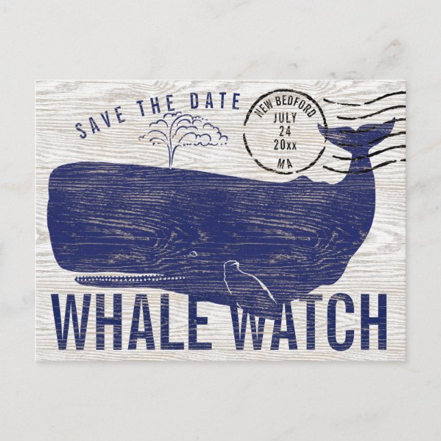 Whale Watching Coastal Save the Date Postcard (Front)