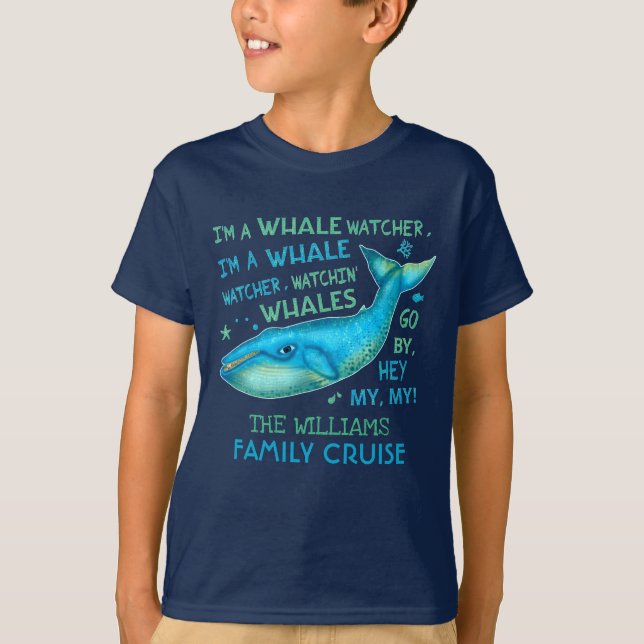 Whale Watching Family Vacation Cruise Personalised T-Shirt (Front)