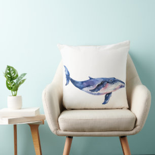 Whale Watercolor Cushion