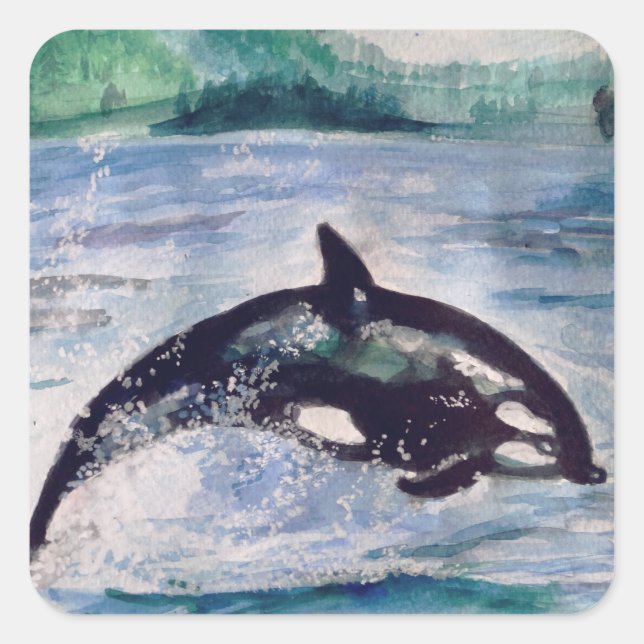 Whale watercolor drawing  Sticker (Front)
