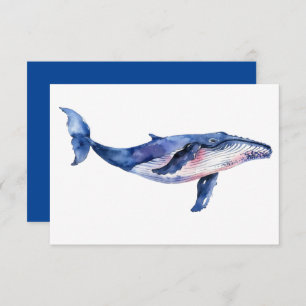 Whale Watercolor   Thank You Card