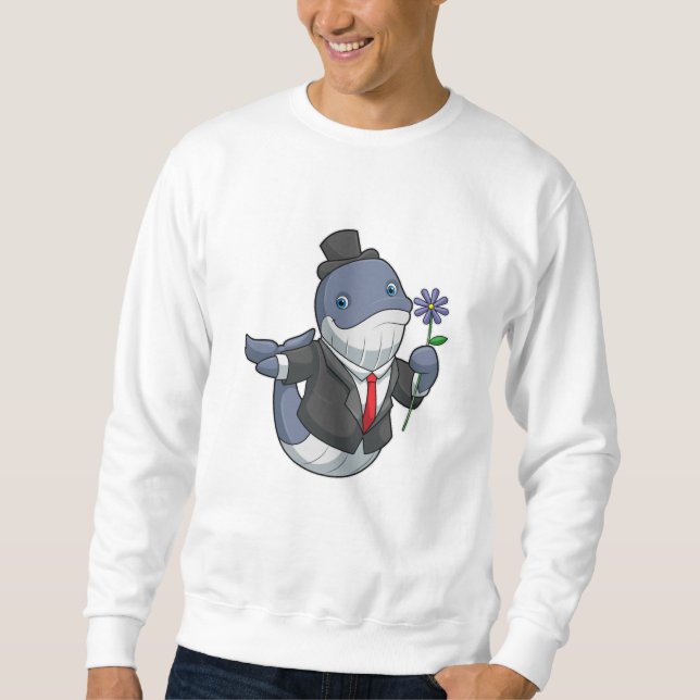 Whale Wedding Groom Flower Sweatshirt (Front)