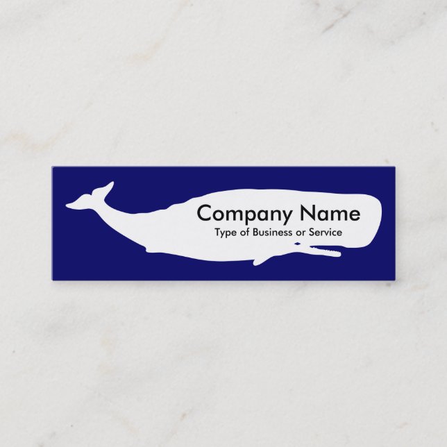 Whale - White on Deep Navy Mini Business Card (Front)