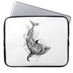 Whale Wild Animal Nature Illustration Art Tattoo Laptop Sleeve
