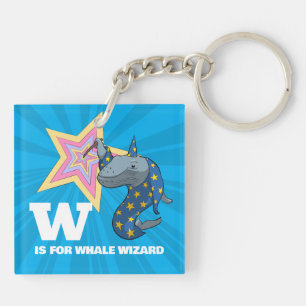 Whale Wizard Surreal Humour Alphabet Character Key Ring