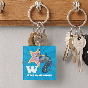 Whale Wizard Surreal Humour Alphabet Character Key Ring