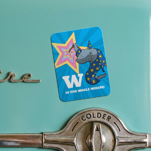 Whale Wizard Surreal Humour Alphabet Character Magnet