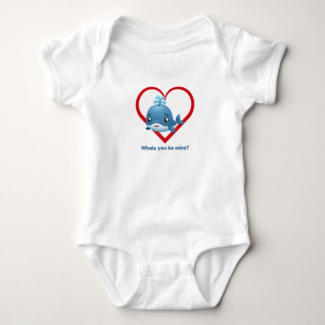 Whale you be mine? baby bodysuit (Front)