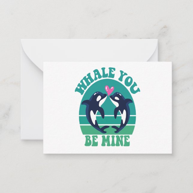 Whale You Be Mine Funny Orca Couple Valentine Gift Card (Front)