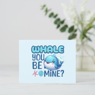 Whale You Be Mine Whale Pun Love Holiday Postcard
