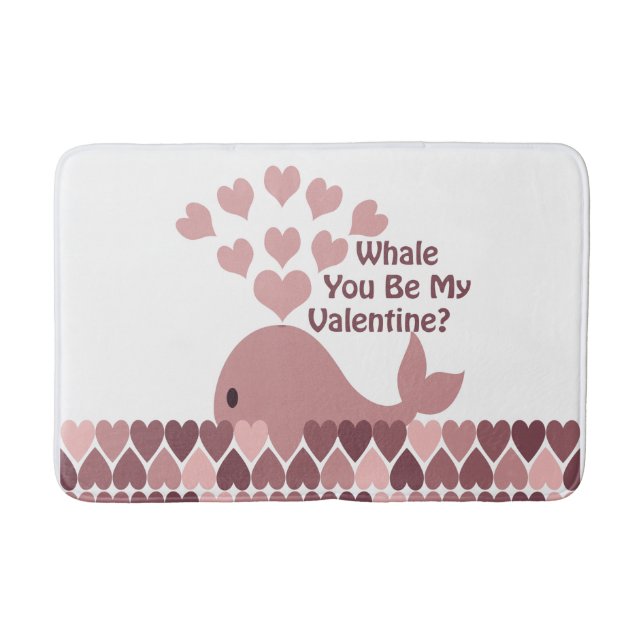 Whale You Be My Valentine Bath Mat (Front)