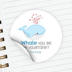 Whale You Be My Valentine? Classic Round Sticker