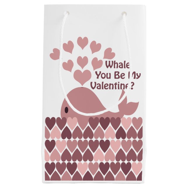 Whale You Be My Valentine Small Gift Bag (Front)