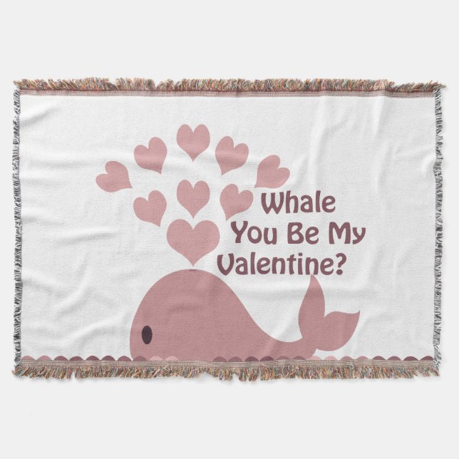 Whale You Be My Valentine Throw Blanket (Front)