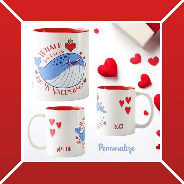 Whale You Please be My Valentine? Two-Tone Coffee Mug (Creator Uploaded)
