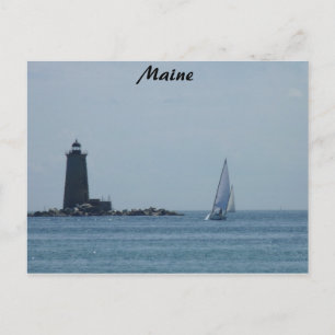 Whaleback Light and Sailboat Postcard