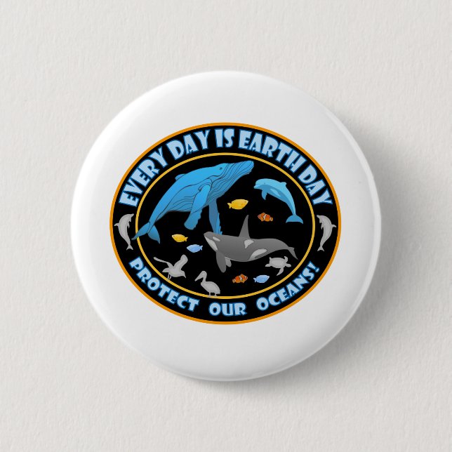 Whales and Dolphins 6 Cm Round Badge (Front)