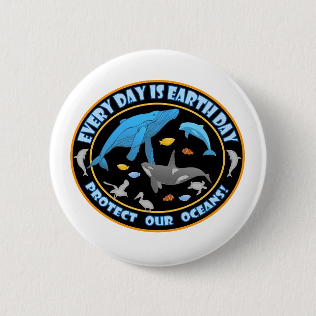 Whales and Dolphins 6 Cm Round Badge (Front)