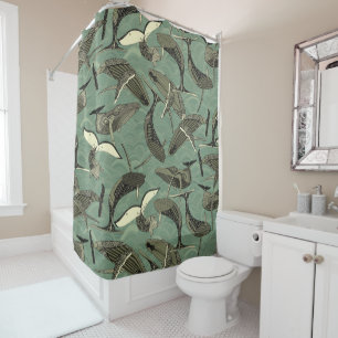 whales and waves aqua shower curtain