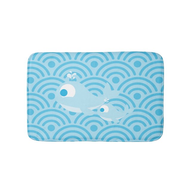 Whales and Waves Bath Mat (Front)