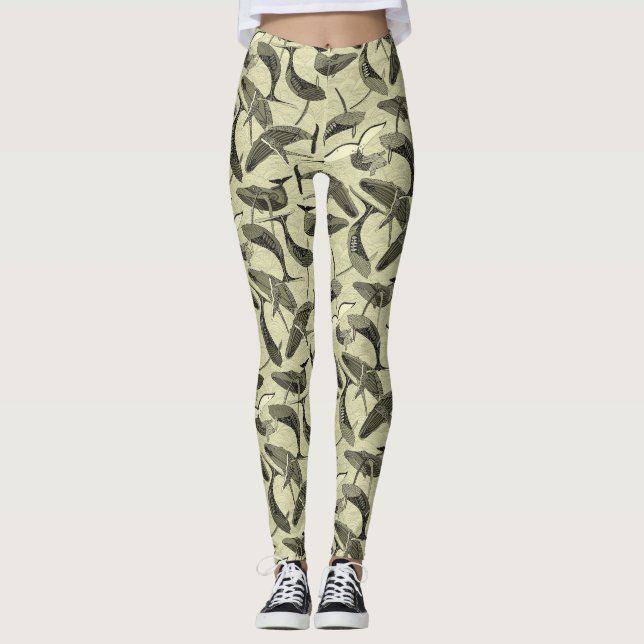 whales and waves natural leggings (Front)