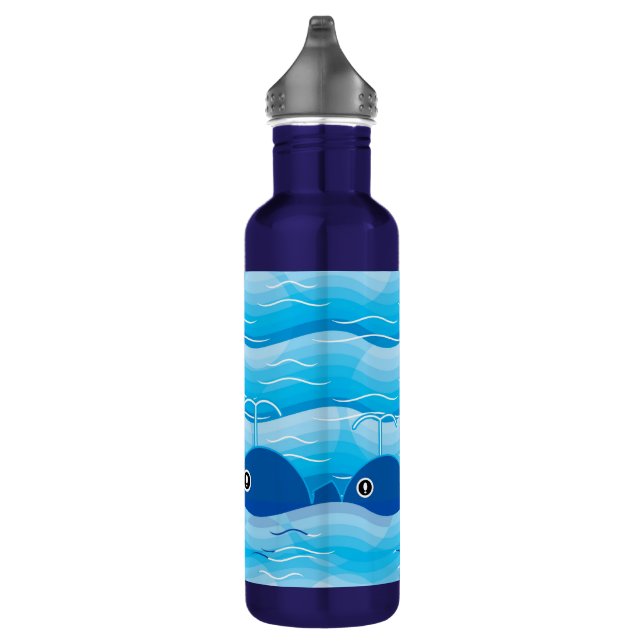 Whales and Waves Ocean Blue 710 Ml Water Bottle (Right)