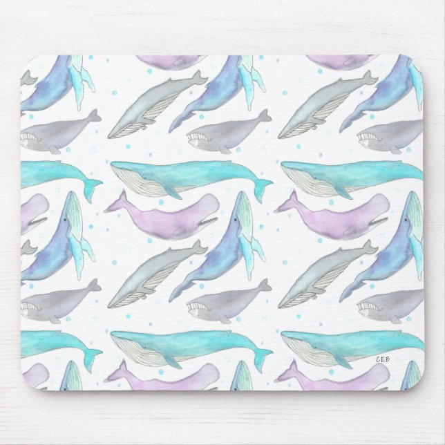 Whales & Bubbles Mouse Pad (Front)