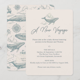 Whales in the Clouds Celestial Voyage Baby Shower Invitation