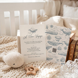Whales in the Clouds Celestial Voyage Baby Shower Invitation