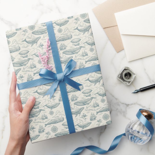 Whales in the Clouds | Celestial Voyage Wrapping Paper (Gifting)