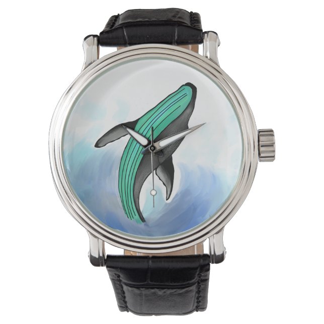Whales ocean sea blue love nature art watch (Front)