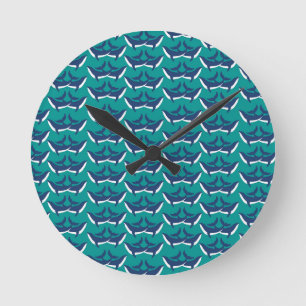 Whales Sea Animal Green Ocean Marine Mammal Round Clock