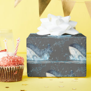 Whales Splashing  Wrapping Paper